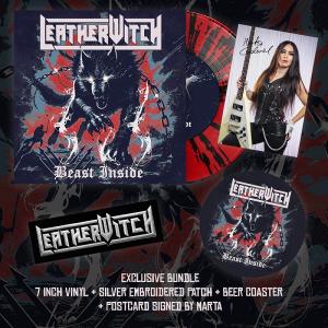LEATHERWITCH - Beast Inside (Ltd 300 / Red Black Splatter, Patch, Signed Photo, Beer Coaster) 7"